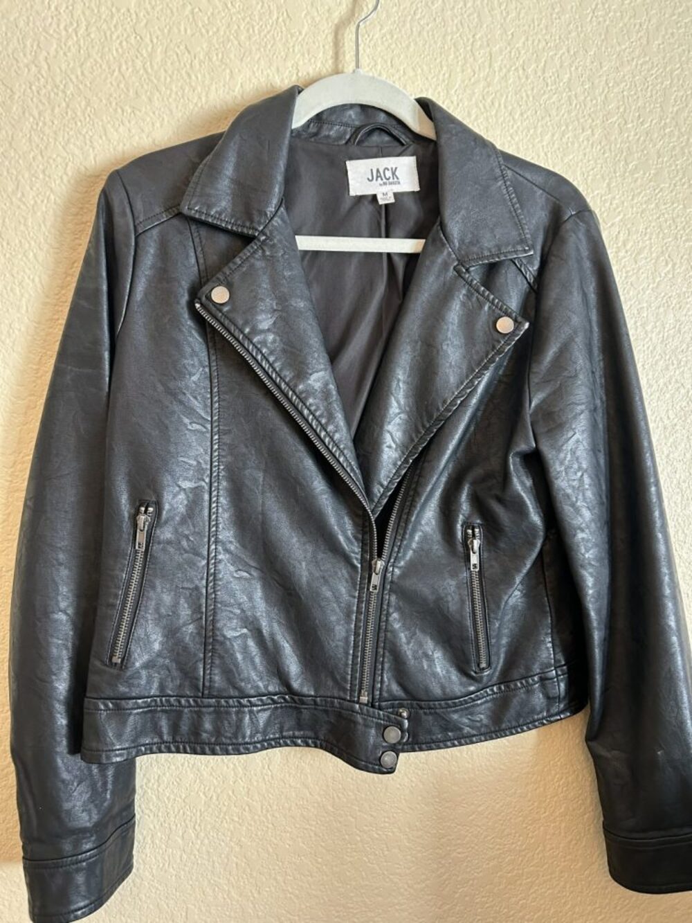 Jack by BB Dakota Black Faux Leather Moto Jacket, Women's M